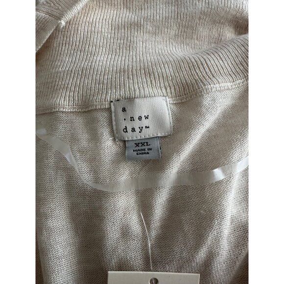 A New Day Open Front Long Cardigan Oatmeal Color Pockets Lightweight Sz XXL NWT - Picture 5 of 8